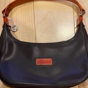 Longchamp Hobo Bag in Black with Tan Strap